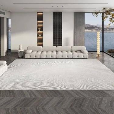 Imagem de Tapete decorativo listrado cinza, tapete leve de luxo para sala de estar, minimalista, decoração de quarto, tapete de chão, tamanho grande, A, 300x400cm 118x157 pol.