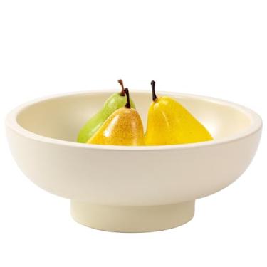 Imagem de MELIUDEY Tigela de frutas grande de cerâmica luxuosa para balcão de cozinha - Tigela decorativa grande para decoração de casa - Tigela de chave para mesa de entrada - Tigela com pé - Tigela de entrada