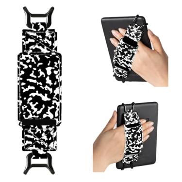 Imagem de CoBak Alça de mão segura para Kindle e tablets – Suporte versátil e leve para tablet Kindle de 15 a 19 cm Kindle/Kobo/Voyaga/Lenovo/Sony E-Book – Alta elasticidade, impressão preta