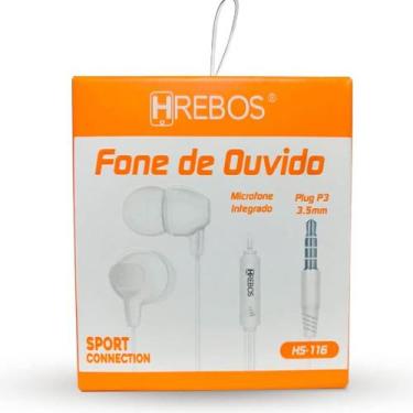 Imagem de Fone de ouvido hrebos plug p3 branco hs-116