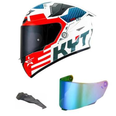 Imagem de Capacete KYT TT Course Fuselage Vermelho Mais Viseira Camaleão e Spoil