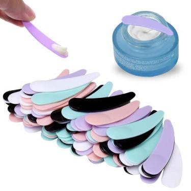 Imagem de 50Un Espátula Plástica Ponta Redonda Para Creme Facial Máscara Argila 