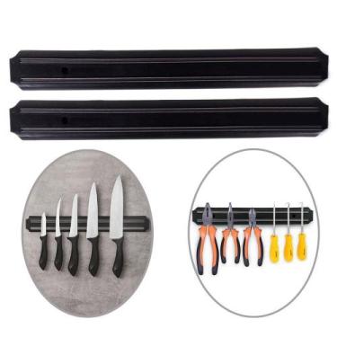 Imagem de Kit 2 Barra Magnética Imã Suporte Facas Ferramentas 32Cm - Class Home