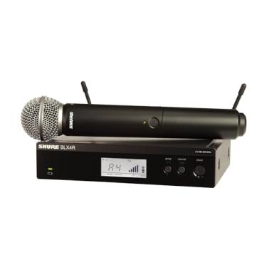 Imagem de Shure Sistema de microfone sem fio BLX24R/SM58 - vida útil da bateria de 14 horas, alcance de 91 m, UHF | Microfone vocal portátil SM58, receptor de montagem em rack de canal único | Banda H11