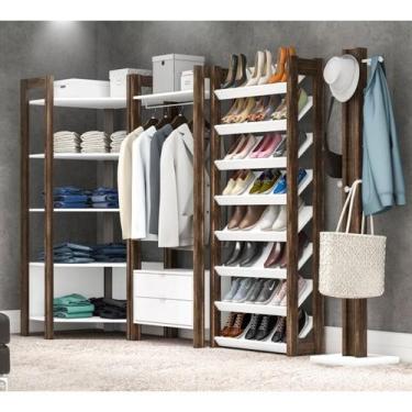 Imagem de Conjunto Guarda Roupa Modulado Closet 4 Peças AZ2 Branco Nogal Tecno M