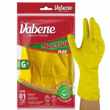 Imagem de Luva Látex Impermeável Multiuso Limpeza Doméstica Resistente Vabene Am