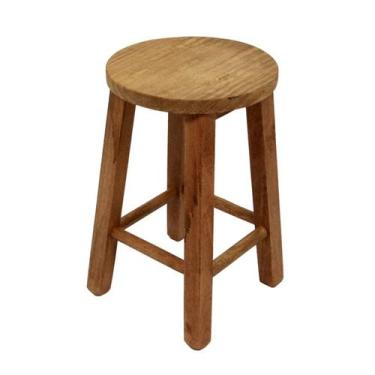 Imagem de Banqueta de Madeira Com Cera -Baixa Sem Encosto - Redonda - Veneri  (V