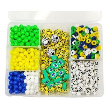 Imagem de Kit Miçangas Copa Brasil Para Montar Bijuterias + De 1.200pç - Anita R