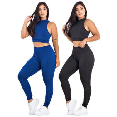 Imagem de Kit 2 Conjunto Fitness Top + Calça Suplex Feminina Legging  MAG853_900