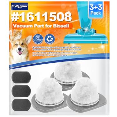 Imagem de MyKEEPOW Filtro de vácuo 2033 para Bissell Featherweight Stick leve sem saco 2033, 20331, 20333, 3 filtros de vácuo + 3 filtros de espuma, peça de substituição #1611508