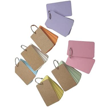 Imagem de 350 Pack Blank Index Cards with Binder Rings, Multi-Color Flash Note Cards, Study Cards Kraft Paper Cover for Bookmark, Memo Scratch Pads, DIY Greeting Card (7 Color, 3.5 x 2.2 Inch )