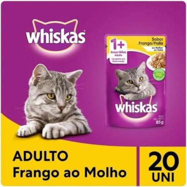 Imagem de Kit Ração Úmida Whiskas Sachê Frango ao Molho para Gatos Adultos 20x85