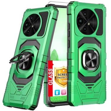 Imagem de TJS Capa compatível com TCL 50 XL 5G, capa TCL 50 XL NXTPAPER, com protetor de tela de vidro temperado, suporte magnético de anel de metal, suporte magnético, capa de telefone resistente com proteção