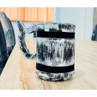 Imagem de Caneca Viking de madeira preta natural para beber cerveja vinho hidromel medieval para homens para segurar com segurança chá café vinho