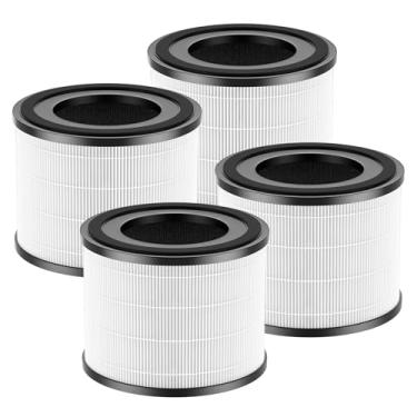 Imagem de Pacote com 4 filtros de substituição AP-S0610L compatíveis com purificador de ar MOOKA AP-S0610L, filtro HEPA verdadeiro H13, sistema de filtragem de 3 estágios