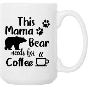 Imagem de Presentes engraçados para mãe, caneca de café para Natal, Dia das Mães, Aniversário, Avó, Esposa, Irmã, Tia, Mamãe Urso, Novidade, Canecas de Café de Cerâmica, Xícaras de Chá 425 g