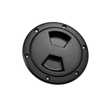 Imagem de Motoforti Placa de convés de inspeção de barco de 10 cm, escotilha de inspeção marítima, redonda, placa de convés com tampa removível à prova d'água para instalações externas, preta, longa duração