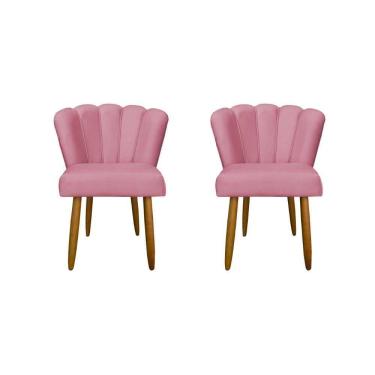 Imagem de Kit 2 Cadeiras Flor Para Quarto Penteadeira Balaqui Decor Rosa