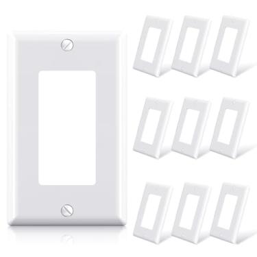 Imagem de ELEGRP Placa decorativa de parede para receptáculo, capas decorativas de tamanho padrão de 1 gangue, placas frontais de policarbonato inquebráveis para dispositivo decorador, listado na UL, parafusos