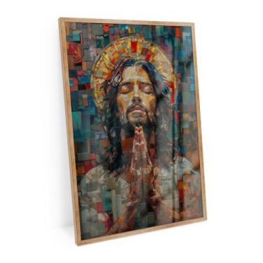 Imagem de Quadro Religioso Jesus Em Ladrilhos Para Altar Sala 60x40 Cm - Bimper 