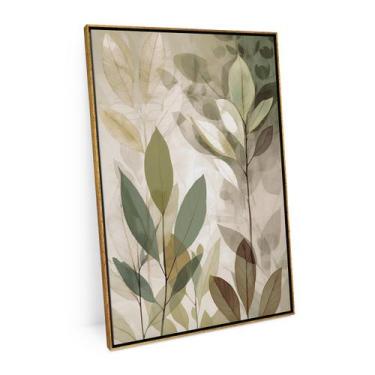 Imagem de Quadro Folhas Soft Green Com Moldura Para Sala 60x40 Pequeno - Bimper 
