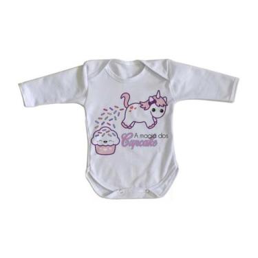 Imagem de body nenê criança roupa bebê manga longa Magia Cupcake Unicórnio - Emp