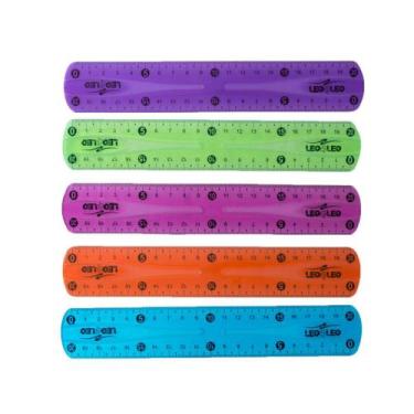 Imagem de Kit 2 Régua Flexível 20cm Color Sortida Não Quebra - leo e leo