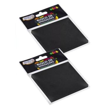 Imagem de Bloco Adesivo de Anotações Preto 50 Fohas BRW - Unidade/Kit  Recados  