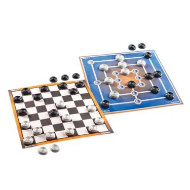 Imagem de Jogo de Tabuleiro Educativo Divertido Damas e Trilhas - Plasbrink 