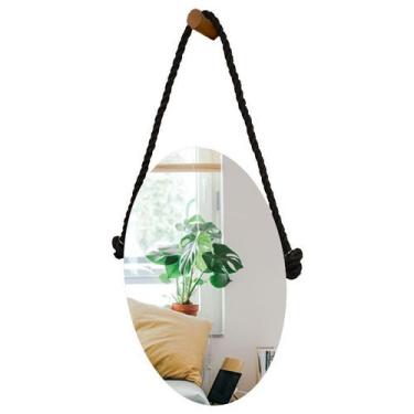 Imagem de Espelho Decorativo Adnet Vintage Alça Corda Naval Oval 60x40 cm Redond