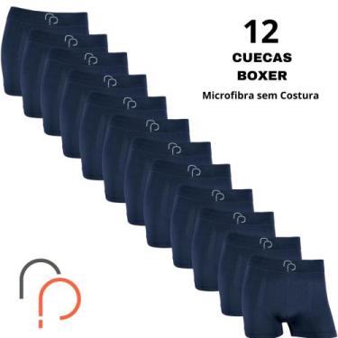 Imagem de Kit 12 Cueca Box Boxer Masculina RP Basic Microfibra Elastano Adulto L