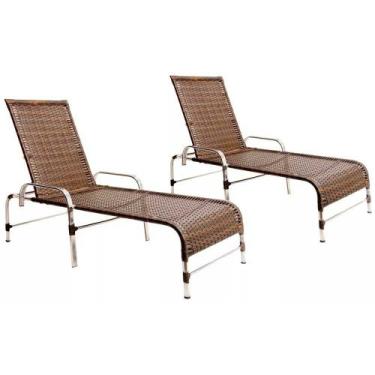 Imagem de Kit 2 Espreguiçadeiras Catar em Alumínio Para Piscina Jardim Trama Ori