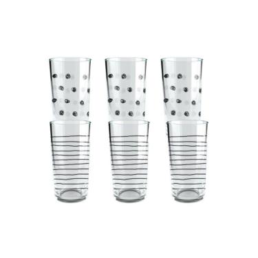 Imagem de Jogo De Copo Doodle Bar Listras Vidro 390ml - Kit 6 Peças