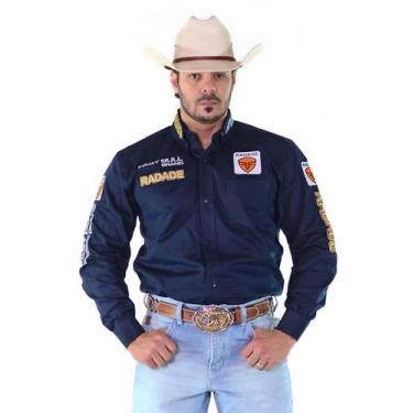 Imagem de Camisa Country Masculina Radade Fast Bull Brands Marinho, P