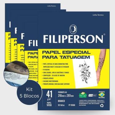 Imagem de Kit Bloco Papel para Decalque Tatuagem 5 Blocos 41g/m2 A4 250 Folhas F