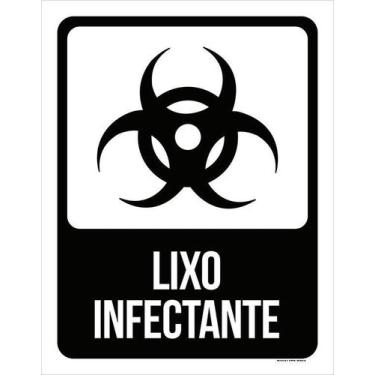 Imagem de Placa Lixo Infectante - De Sinalização Preto E Branco 27X35 - Sinalizo