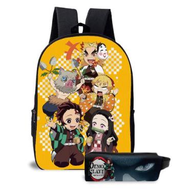 Imagem de Kit Mochila com Estojo Escolar Anime Demon Slayer Unissex - Use Thuco,