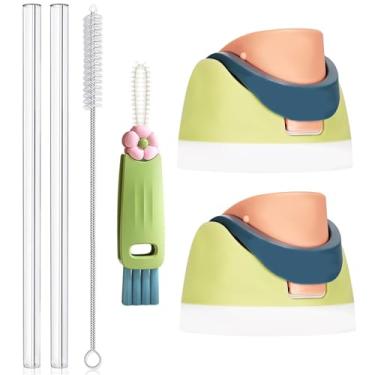 Imagem de Pacote com 2 tampas de substituição para Owala Freesip, tampa de garrafa de água compatível com copo Owala de 473 ml, 680 g, 947 ml e 1,134 g, conjunto de acessórios para Owala, incluindo canudos e