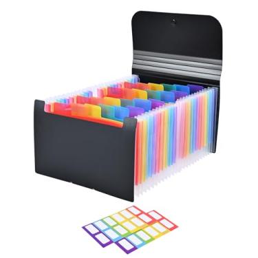 Imagem de Valtiner Organizador de cupons de recibos, organizador de arquivos acordeão pequeno com 25 bolsos, pasta de arquivos expansível com abas coloridas, tamanho A6 para cartões, cheque, ingressos,
