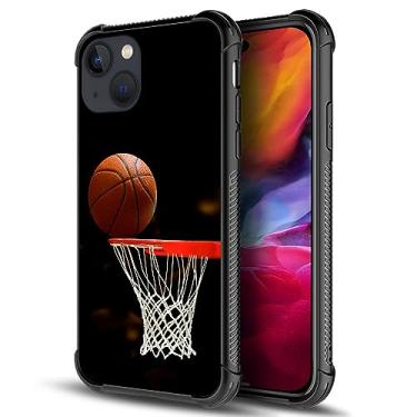 Imagem de ANLUN STORE Capa compatível com iPhone 14, capa com padrão de cesta de basquete para iPhone 14 capa para meninos homens, capa antiarranhões à prova de choque para iPhone 14 de 6,1 polegadas
