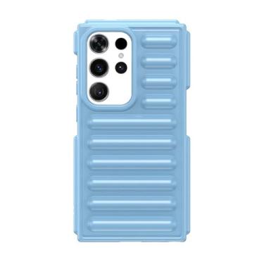 Imagem de Capa de celular luxuosa com almofada de ar listrada e à prova de choque para Samsung S24 Plus S23 Ultra FE A55 A35 A25 A15 A05 A05S M55 F55, azul, para Galaxy S23 FE