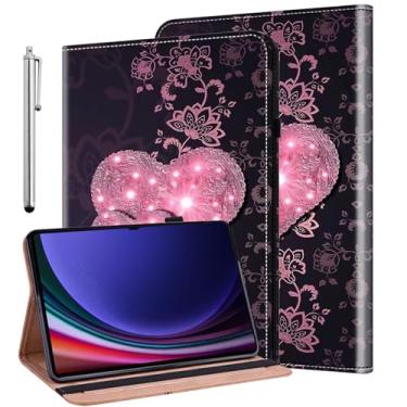 Imagem de ALILANG Capa para Samsung Galaxy Tab S9 Ultra 2023/ S8 Ultra 2022 14,6 polegadas (SM-X910/X916B/X918U/X900/X906) com Stylus, capa dobrável à prova de choque para Samsung Tab S9 Ultra - renda pêssego