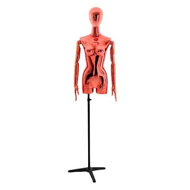 Imagem de Multiuso Manequim chapeamento de vidro aço vestido manequim com suporte tripé possível vestido feminino forma manequim torso para lojas decoração Janela