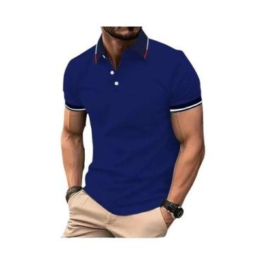 Imagem de Camisa Polo Masculina Manga Curta Branca - Casual de Verão, BR-G4, Azu