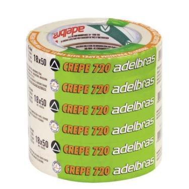 Imagem de FITA CREPE 720 PALHA 18mm X 50m Com 6 Rolos - ADELBRAS