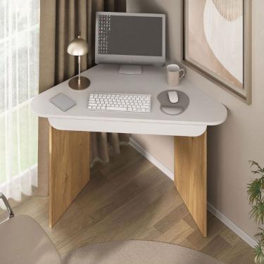 Imagem de Mesa Escrivaninha Trend de Canto 1 Gaveta Olmo/Branco - Artany