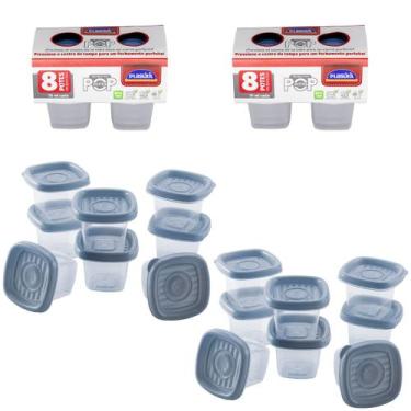 Imagem de Kit 16 Potes 70 Ml Alimentos Temperos Frutas Condimentos Cozinha Empil