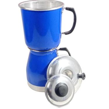 Imagem de Cafeteira 8 Xícaras Alumínio Forte Económica Manual Azul - MaçãSTORE