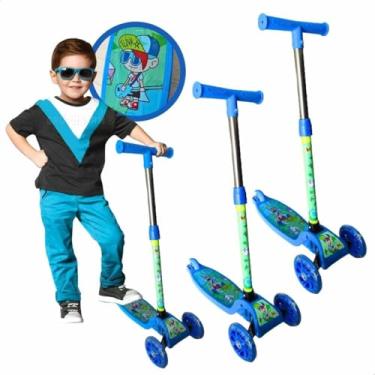 Imagem de 2 unidades Patinete Irado Infantil 3 rodas dobrável brinquedo crianças Presente Natal menino 5 Anos Suporta até 40kg (2 Azuis)
