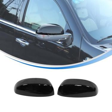 Imagem de HIRUFAIT Capa de espelho de porta lateral Cadillac Escalade 2007-2014, capa protetora de carro para espelho retrovisor externo acessórios de acabamento plástico ABS 2 peças (preto brilhante)